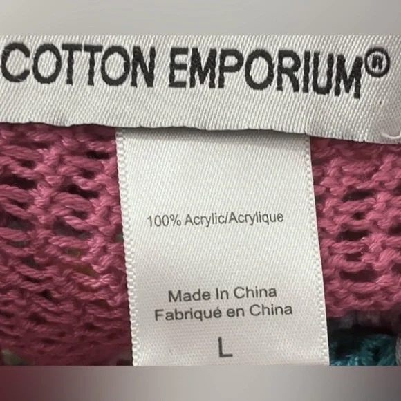 Cotton Emporium Granny Squares Knit Mini Dress in Multi Colored Size Large - Picture 7 of 7